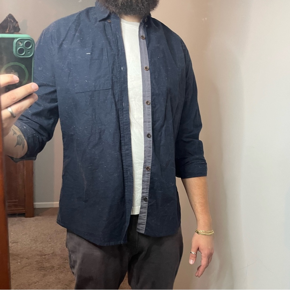 Navy Button-Up Shirt by Jules